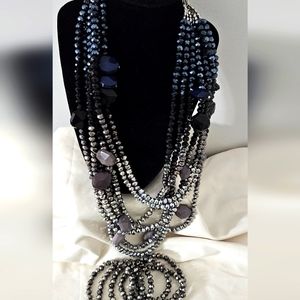 Malia Midnight Storm sparkler necklace & bracelet stack